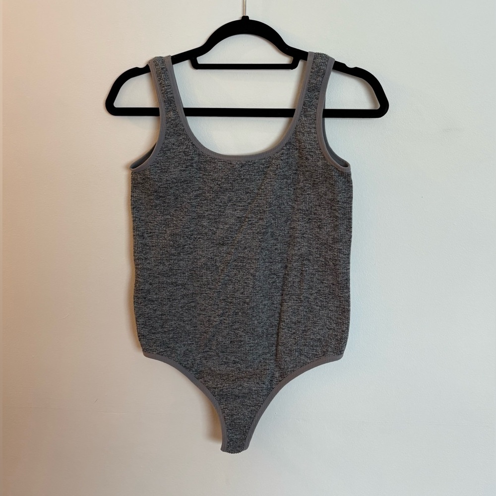 Gray Ribbed Bodysuit